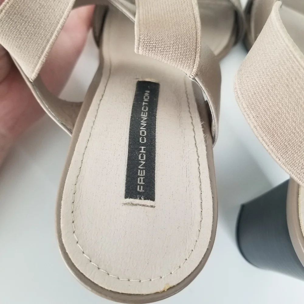 French Connection Gray Slingback Block Heel Sandals Size 10